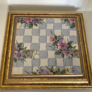 MacKenzie Childs HoneyMoon Collection Light Blue Check Trivet 10.5 x 10.5